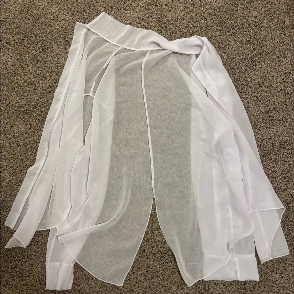 Sheer White Open-Front Cardigan